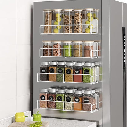Mystozer 4 Pack Magnetic Spice Rack Organizer, Space Saver by Mystozer
