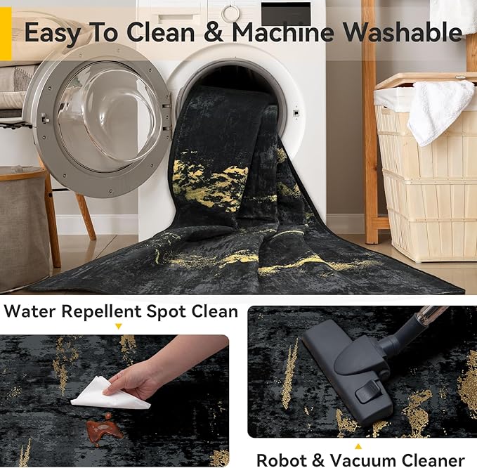 RELEANY Washable Area Rugs 2'x6' Non-Slip Modern Abstract Soft - Image 5