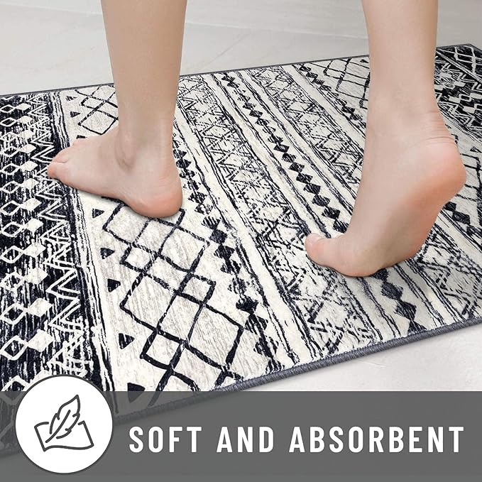 KUTA Moroccan Washable Runner Rugs 2x5, Non-Slip Vintage Black Navy Blue Boho - Image 7