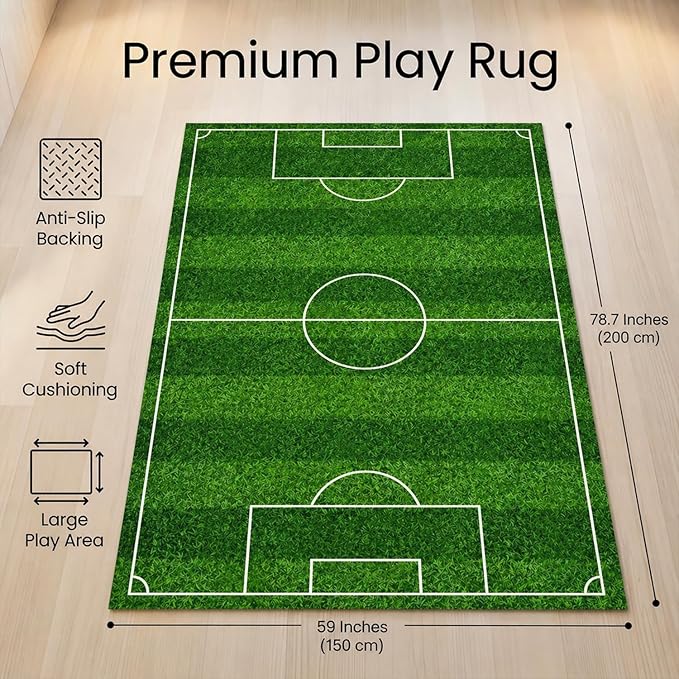 Soccer Rug for Kids, 78.7" x 59" Soccer Field Area Rug | Soccer field design - Image 2