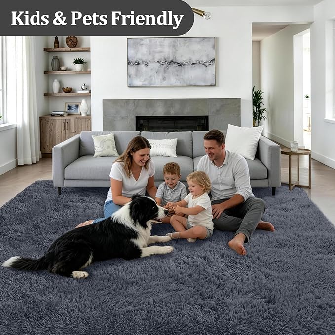 Fluffy Area Rugs 9x12 Living Room Bedroom: Ultra Soft Shag Rug Upgrade Non-Slip - Image 4