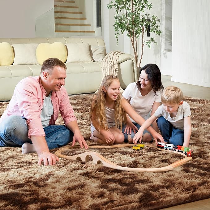 Ultra Soft Rug for Living Room, 5X8 Fluffy Shag Area Rug for Bedroom, Modern - Image 8