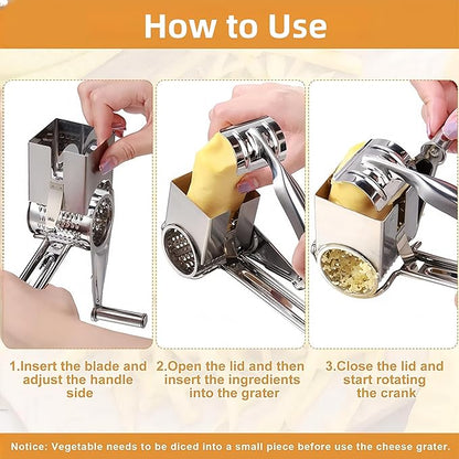 Manual Rotary Cheese Grater Stainless Steel Parmesan Grater, Hand Crank Cheese - Image 5