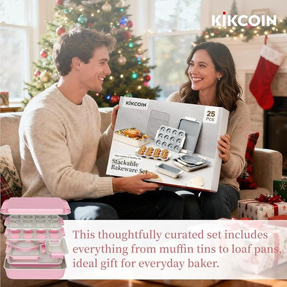 Kikcoin 25 PCS Stackable Baking Pans Set, Non-stick Bakeware Sets - Image 8