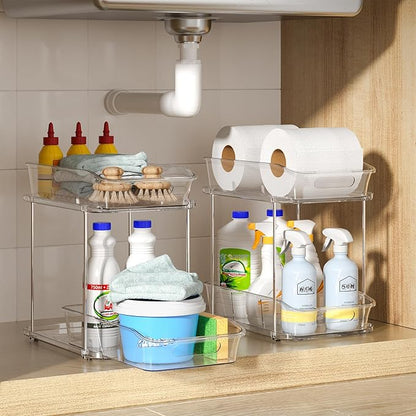 Delamu 2-Tier Under Sink Organizers and Storage, Pull Out Kitchen Pantry - Image 8