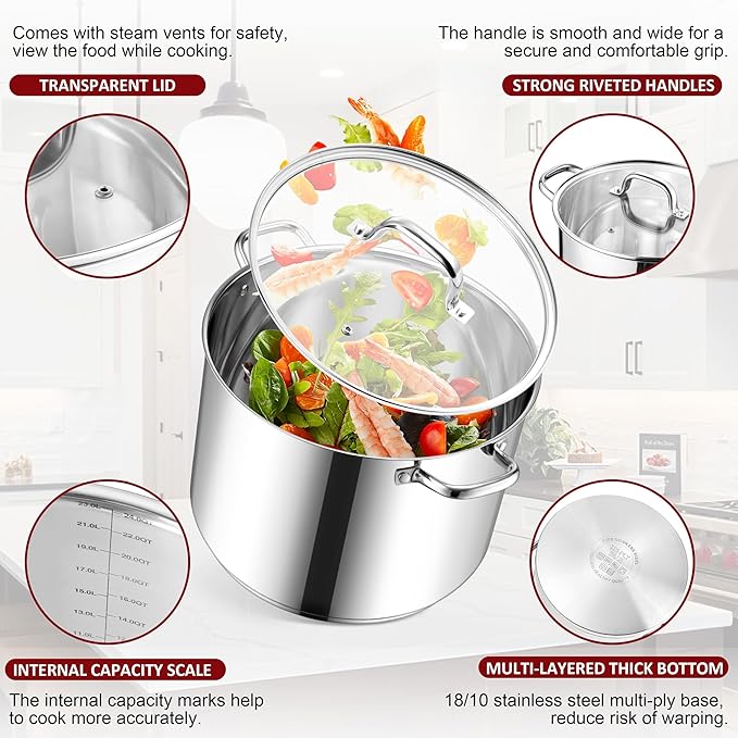 Herogo 24-Quart 18/10 Stainless Steel Stock Pot - Image 3