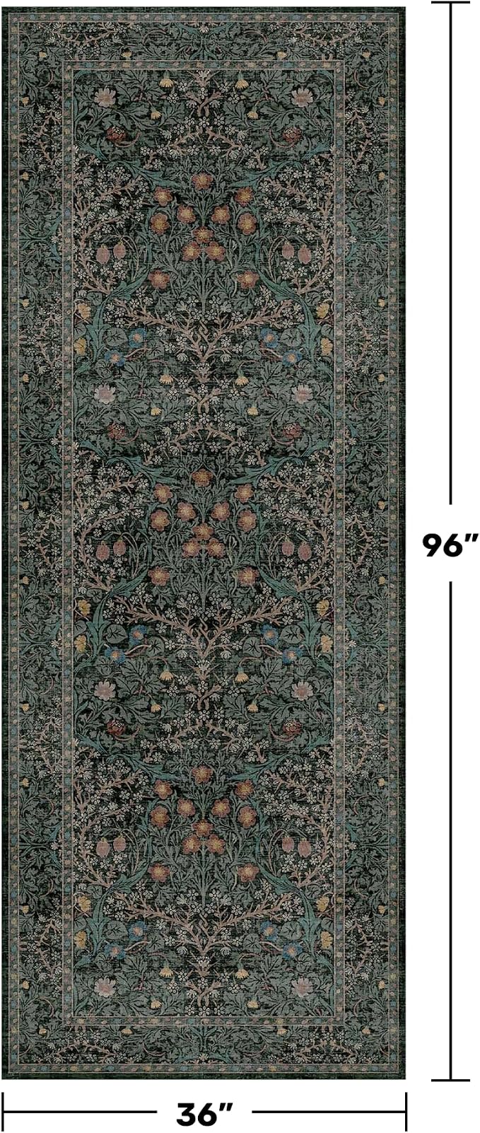 Vintage 3x8 Wide Runners for Hallways, Long 8ft Floor Runner for Kitchen - Image 2