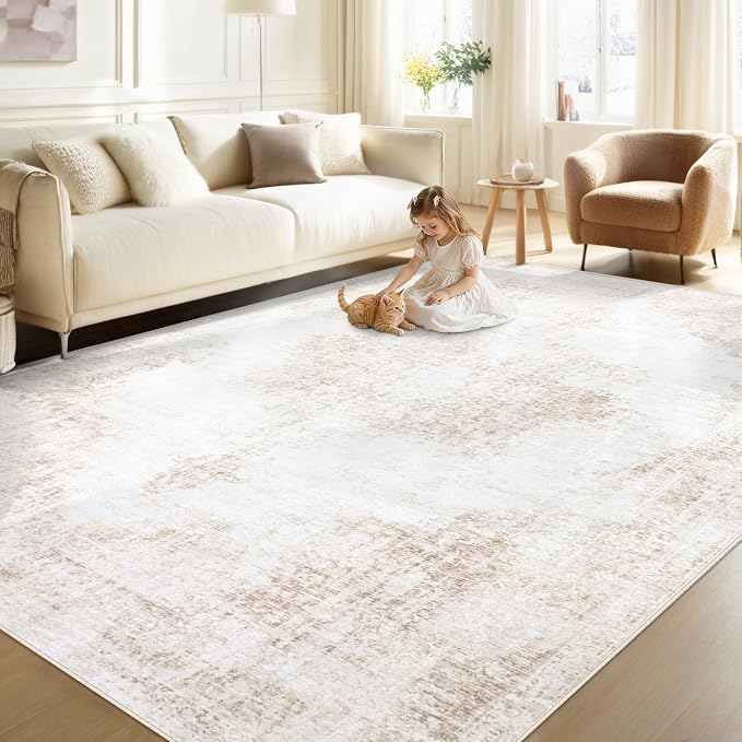 Area Rug 6x9 Vintage Rug: Washable Living Room Rugs Retro Medallion Distressed by MXSANYOORUG