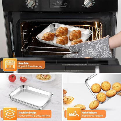 Homikit 1 Pack Baking Sheet, 9 x 7 Inches Stainless Steel Cookie Tray - Image 6