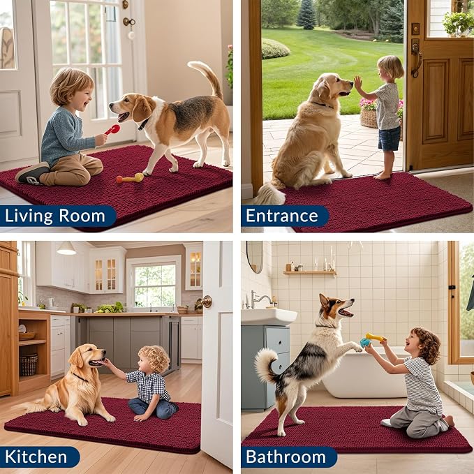 Smiry Dog Door Mat for Muddy Paws 59x24, Absorbent Dirt Trapper, Non-Slip - Image 7