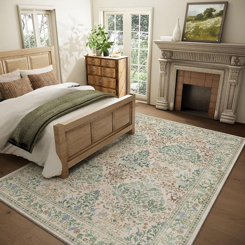 9x12 Area Rugs for Living Room: Washable Bedroom Rug Vintage Area Rug Stain - Image 2