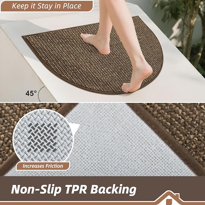 BEQHAUSE Dirt Trapper Door Mat 17" x 30" Half Circle Non-Slip Washable Doormats - Image 4
