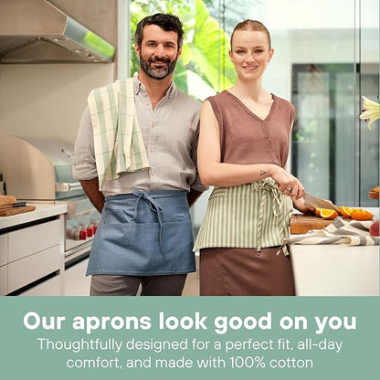 MEEMA Chef Waist Apron Cotton Fabric |Washable & Breathable Waitress & Server - Image 7