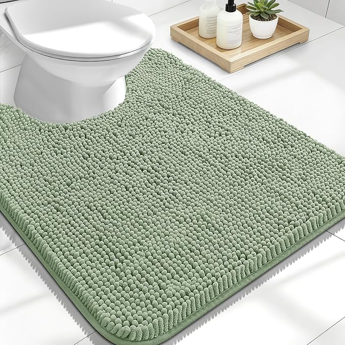 OLANLY Toilet Rugs U-Shaped 24x20, Extra Soft Absorbent Chenille Contour by OLANLY