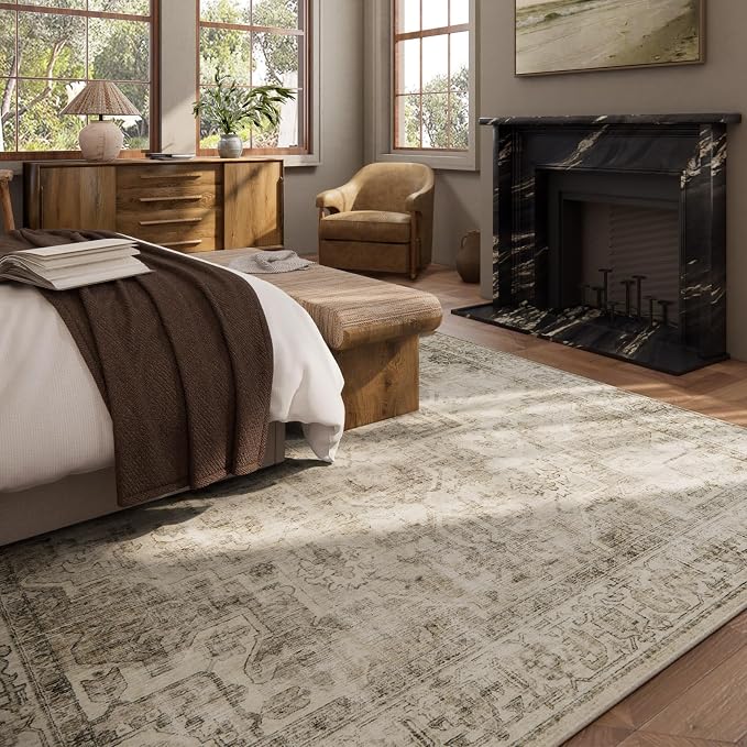 Washable Area Rugs for Living Room: 6x9 Bedroom Area Rugs Boho Vintage Rugs - Image 4