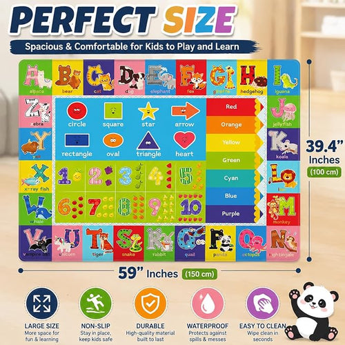 ABC Kids Play Rug, Non-Slip Classroom Carpet, soft low-pile surface, non-slip - Image 2