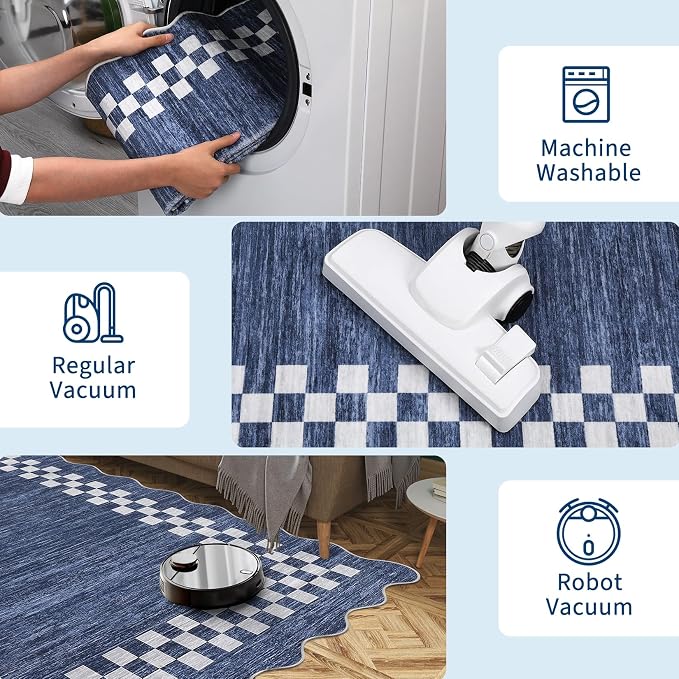 GarveeHome Scalloped Round Rug 4ft Modern Solid Color Circle Rugs Non Slip Low - Image 6