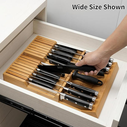 Utoplike In-drawer Knife Block Bamboo Kitchen Knife Drawer Organizer Large - Image 2