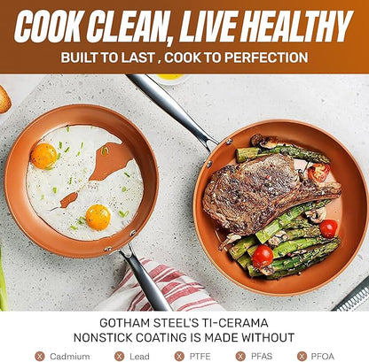 Gotham Steel Non Stick Frying Pan, 12.5” Ceramic Frying Pan Nonstick, Long - Image 3