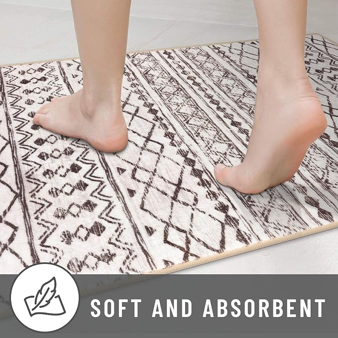 KUTA 3x5 Entryway Rug, Ultra Soft Distressed Geometric Print Throw Carpet - Image 7