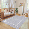 GarveeHome Scalloped Bow Rug for Living Room, Solid Grey Rug for Dorm, Washable by GarveeHome