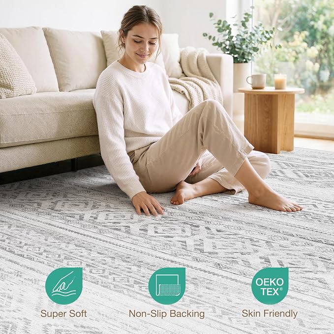 cotiled 5x7 Area Rugs Living Room Rug: Washable Boho Rugs - Image 3
