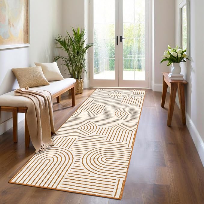 ROYHOME Modern Rug 2x6 Runners for Hallways, Abstract Kitchen Runner Rugs Non - Image 2