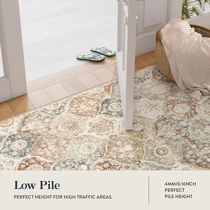 Lahome Moroccan Trellis Entryway Rug, 2x3 Kitchen Rugs Non Slip Washable - Image 3