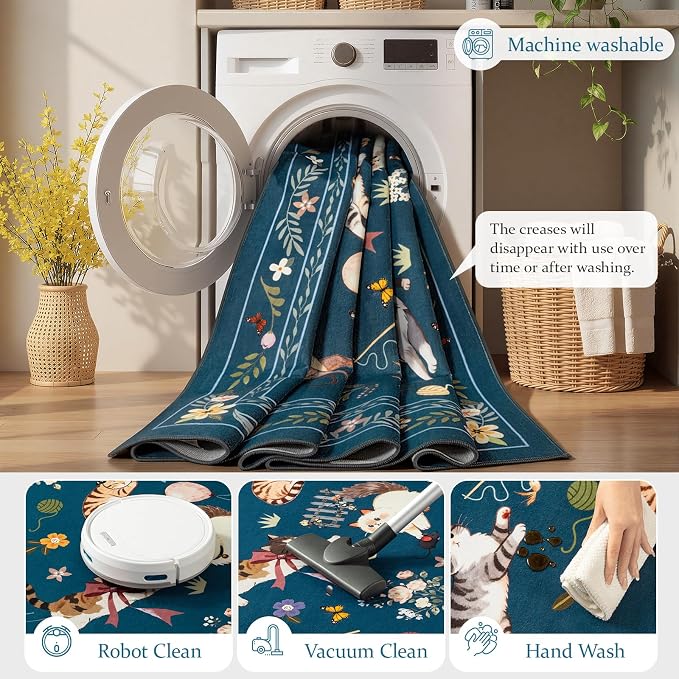 Unirea 8x10 Dark Blue Cat Area Rugs - Image 5