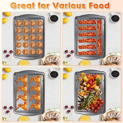 Baking Sheet with Wire Rack, 17 x 12 Inch Nonstick Cookie Sheets Pan Set with - Image 6