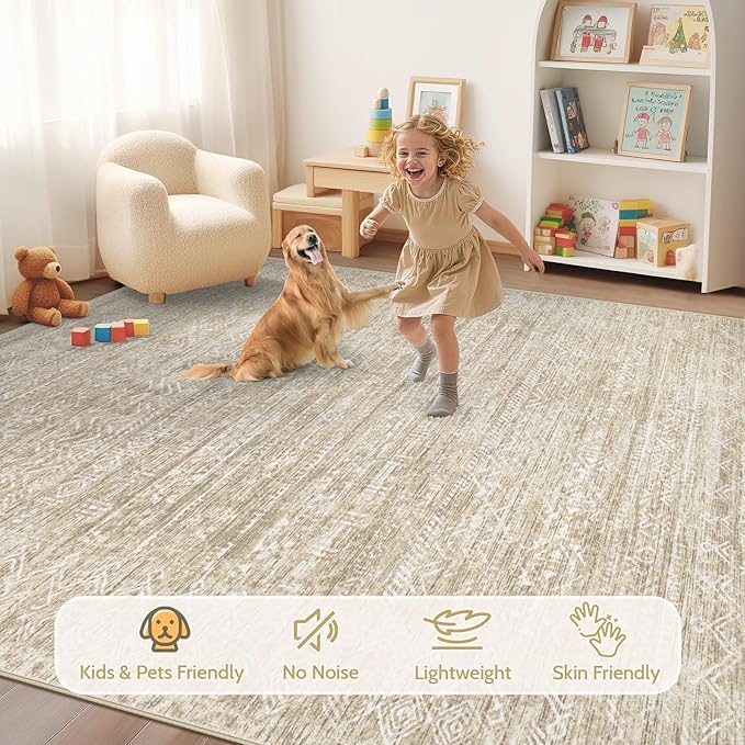 Washable Rug 8x10 Area Rugs: Modern Geometric Rugs - Image 4