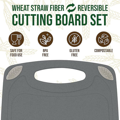 AXIOM CREATIONS 2-Piece Reversible Cutting Board Set Made from Natural Food - Image 2