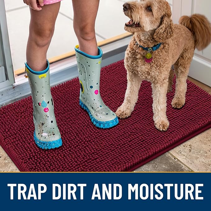 Smiry Dog Door Mat for Muddy Paws 48x30, Absorbent Dirt Trapper, Non-Slip - Image 3