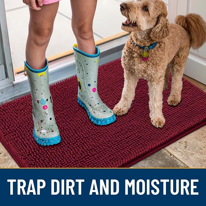 Smiry Dog Door Mat for Muddy Paws 59x35, Absorbent Dirt Trapper, Non-Slip - Image 3