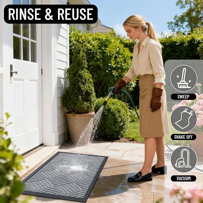 OLANLY Front Door Mat Outside Entrance 47x32, Heavy Duty Sturdy Natural Rubber - Image 7