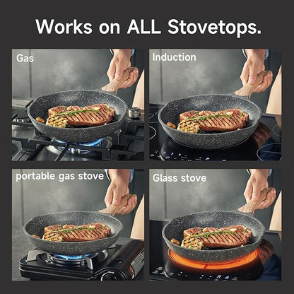JEETEE 9.5 Inch Nonstick Frying Pan Stone Coating Cookware, Nonstick Omelette - Image 7