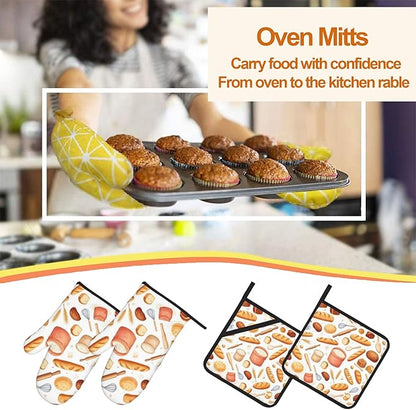 Kitchen Bread Oven Mitts with Matching Potholders - Image 7