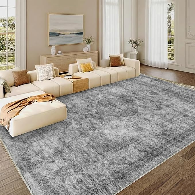 3x5 Area Rug for Living Room-Vintage Farmhouse Boho Floral Washable Stain by Unknown