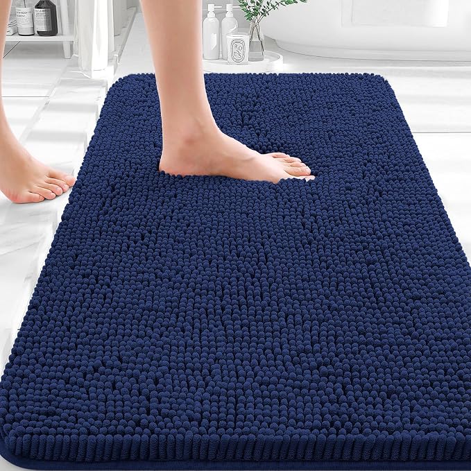 OLANLY Bathroom Rugs 30x18, Extra Soft Absorbent Chenille Bath Rugs, Rubber by OLANLY