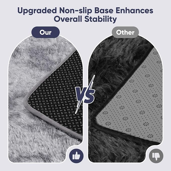 8x10 Area Rugs for Living Room Bedroom: Light Grey Soft Fluffy Shag Upgrade - Image 6