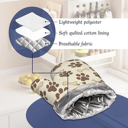 Dog Bone Paw Print Pot Holders and Oven Mitts Set Silicone Cute Animal Paws - Image 5