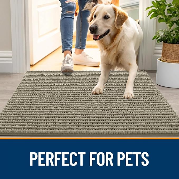 OLANLY Dog Door Mat for Muddy Paws 24x16, Ultra Absorbent Chenille Mud Doormat - Image 6