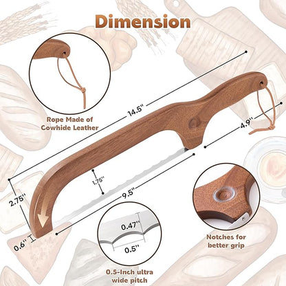 Bread Knife for Homemade Bread, 14.5" Wooden Sourdough Bread Knife, Sourdough - Image 5
