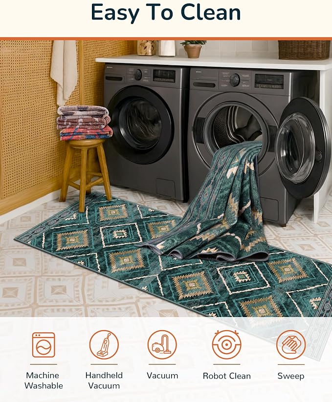 BESTSWEETIE Area Rug 4x6 Rug Machine Washable Non-Slip Low Pile Print Pattern - Image 3