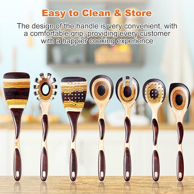 7Pcs Pakkawood Kitchen Utensils Set - Image 6