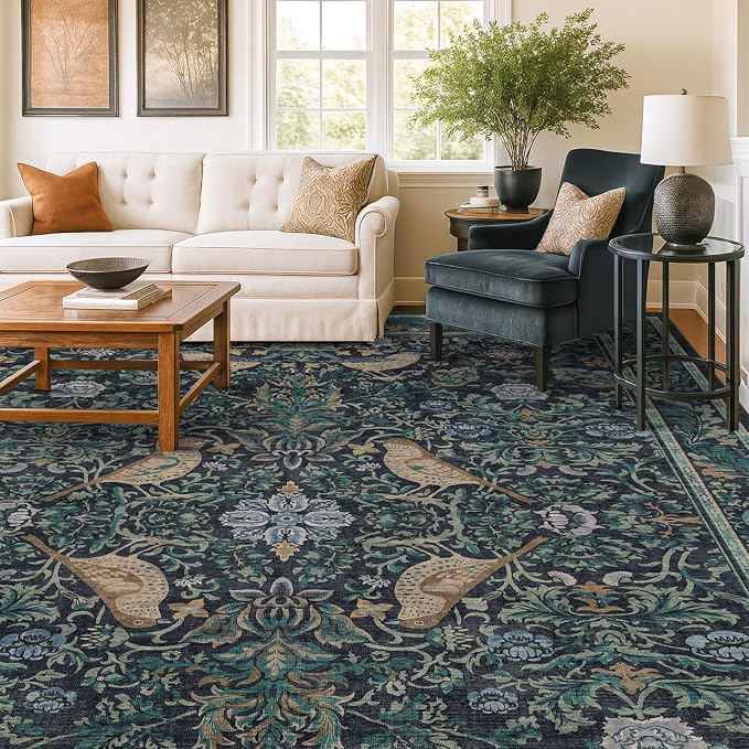Cottagecore 10x12 Area Blue Rug - Image 3
