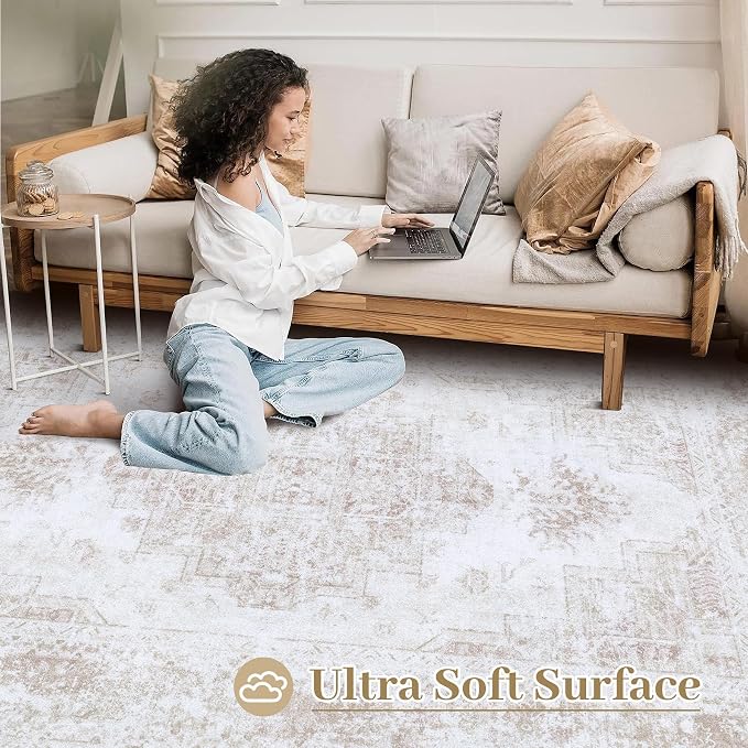 XLUEZ Area Rug 5x7 Living Room Rug, Machine Washable Vintage Distressed - Image 4