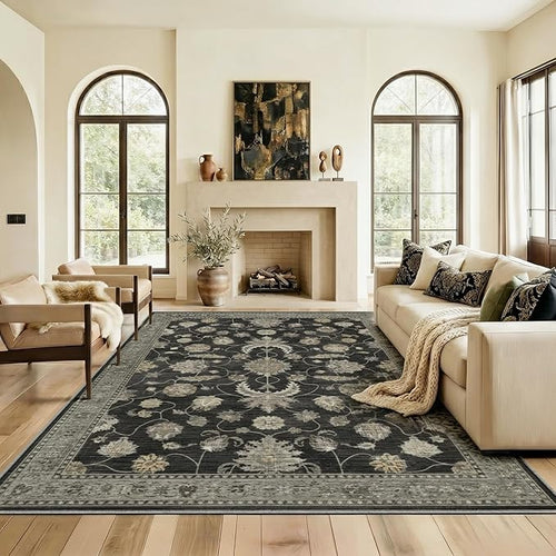 10x14 Area Rug for Living Room-Vintage Farmhouse Boho Floral Washable Stain by Unknown