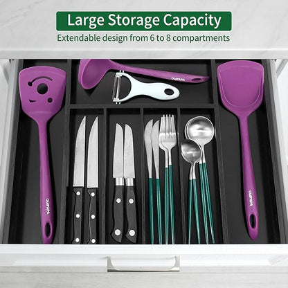 Utoplike Bamboo Silverware Drawer Organizer, Expandable Kitchen Utensils Drawer - Image 3