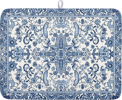 Chinoiserie Floral Dish Drying Mat by Kawani